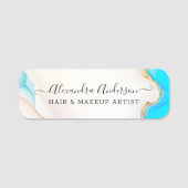 Porte-nom Script holographique en marbre d'Agate de luxe (Devant)