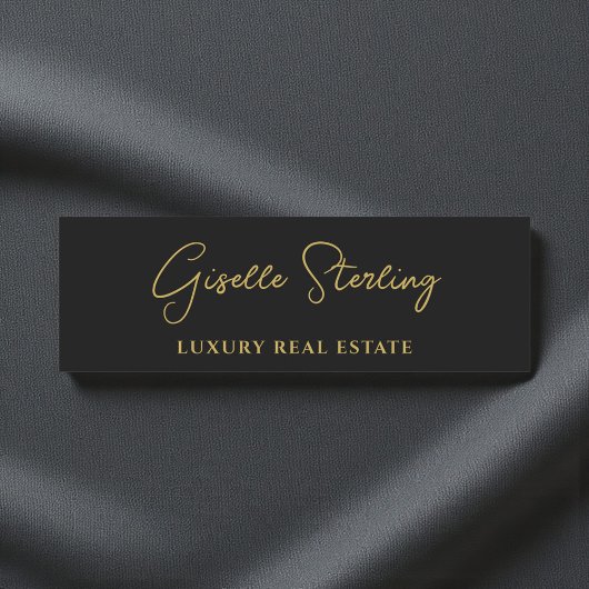Porte-nom Script Immobilier Or Noir Luxe