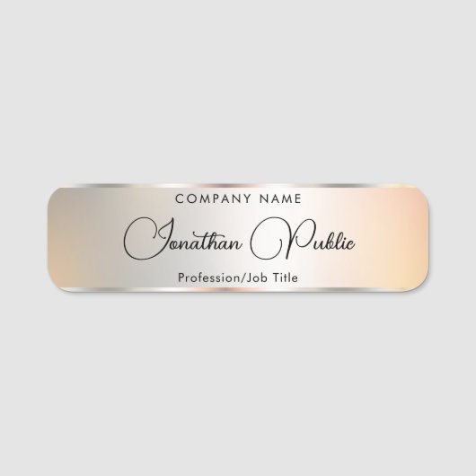 Porte-nom Script manuscrit branché Modèle argent Faux (Devant)