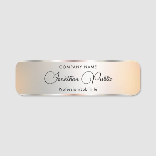Porte-nom Script manuscrit Custom Modèle Silver Look (Devant)