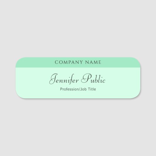 Porte-nom Script manuscrit Elegant Modèle Mint Green (Devant)
