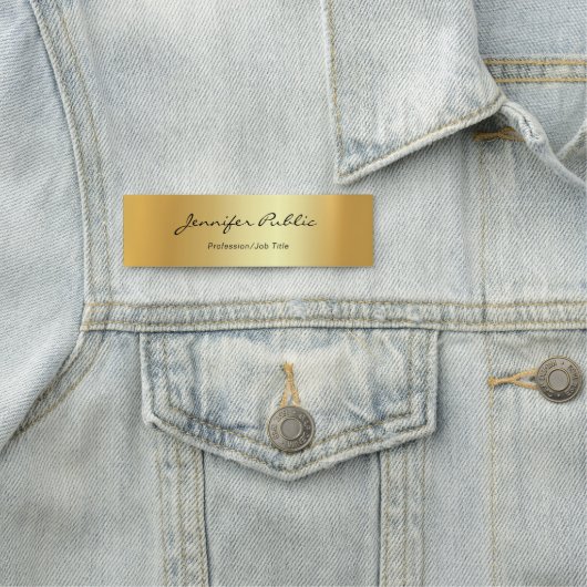 Porte-nom Script manuscrit moderne Élégant Modèle or (En situation)