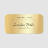 Porte-nom Script manuscrit personnalisé Élégant Or glamour (Devant)