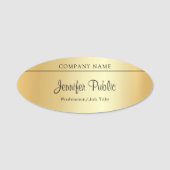 Porte-nom Script manuscrit personnalisé Or élégant moderne (Devant)