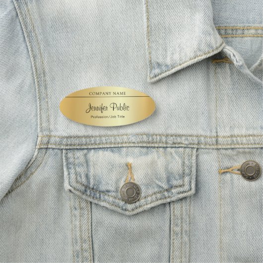 Porte-nom Script manuscrit personnalisé Or élégant moderne (En situation)