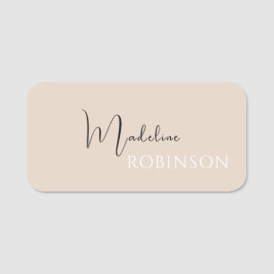 Porte-nom Script minimaliste moderne Boho Beige