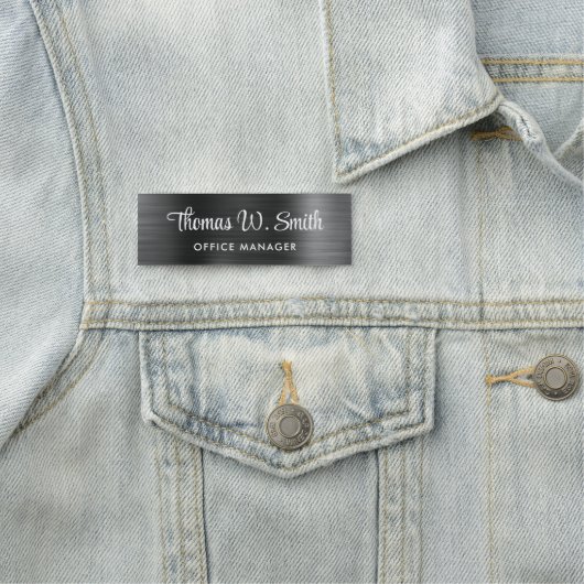 Porte-nom Script moderne Professional Silver Grey (En situation)