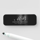 Porte-nom Script monogramme noir gris moderne mignon (En situation)