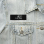 Porte-nom Script monogramme noir gris moderne mignon (En situation)