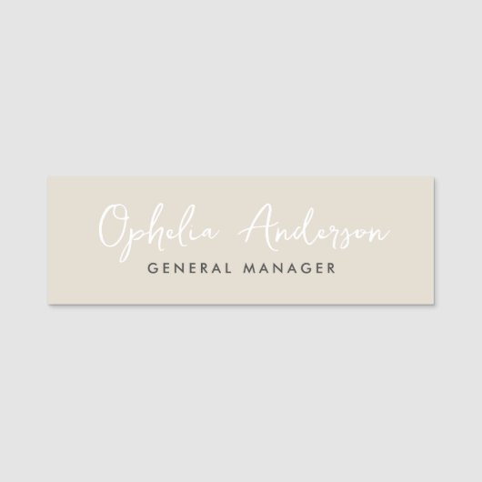 Porte-nom Script naturel minimal moderne boho QRcode (Devant)