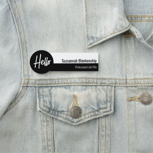 Porte-nom Script professionnel - noir et blanc (En situation)