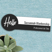 Porte-nom Script professionnel - noir et blanc