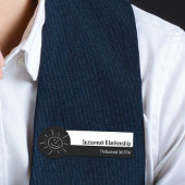 Porte-nom Script professionnel - noir et blanc