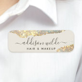 Porte-nom Script Signature Holographique Moderne Paillettes