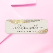 Porte-nom Script Signature Holographique Moderne Paillettes