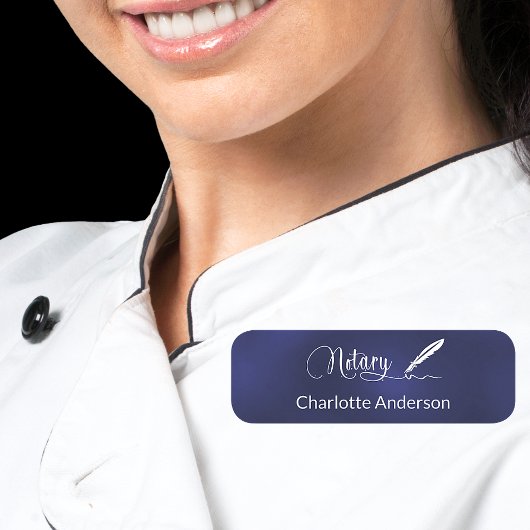 Porte-nom Script stylo noir bleu marine élégant blanc