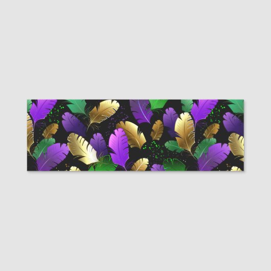 Porte-nom Seamless Pattern with Mardi Gras feathers (Devant)