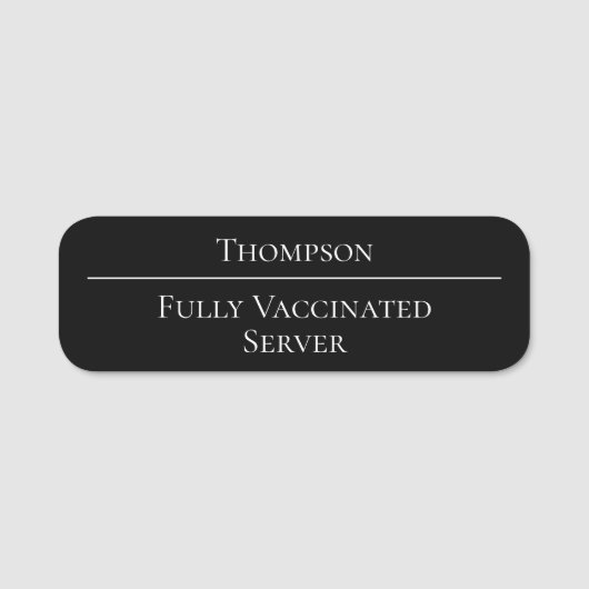 Porte-nom Serveur entièrement vacciné noir (Devant)