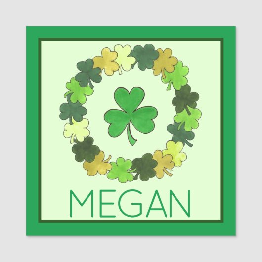 Porte-nom Shamrock vert Wreath Lucky St. Patrick's Day (Devant)