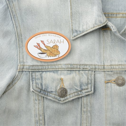 Porte-nom Shrimp Tempura Restaurant Japonais (En situation)