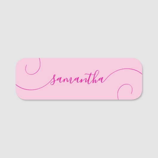 Porte-nom Signature Bouclée Rose Chaud (Devant)