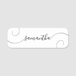 Porte-nom Signature noire bouclée moderne