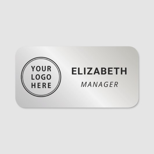 Porte-nom Silver de logo professionnel (Devant)