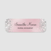 Porte-nom Silver Glitter Blush Pink Foil Title (Devant)