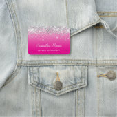 Porte-nom Silver Glitter Light and Hot Pink Ombre (En situation)