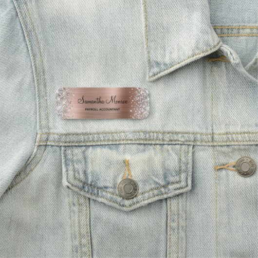 Porte-nom Silver Parties scintillant Rose Gold Nom Titre (En situation)