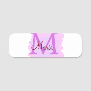 Porte-nom simple ajout de nom monogramme rose rouge jeton