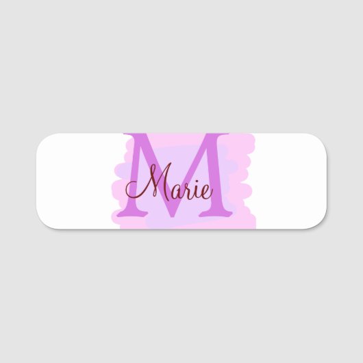 Porte-nom simple ajout de nom monogramme rose rouge jeton (Devant)