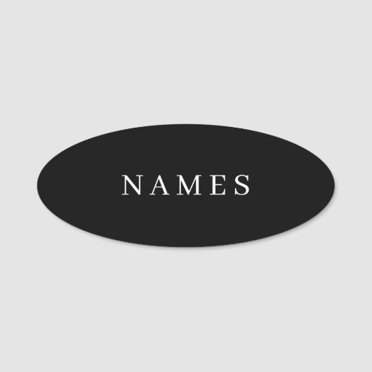 Porte-nom Simple Black Custom Ajouter votre nom Élégant (Devant)