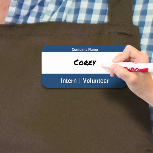 Porte-nom Simple Entreprise Rôle temporaire Bleu Blanc Sec E