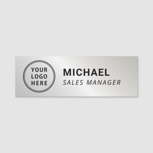 Porte-nom Simple Logo Argent (Devant)