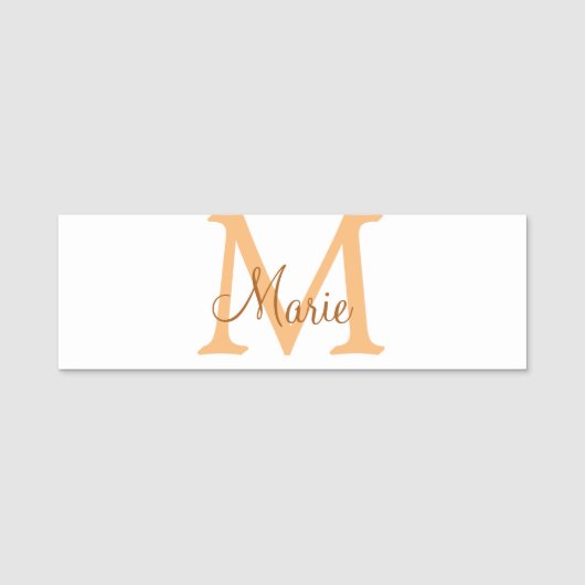Porte-nom simple minimal add name monogram orange brown thr (Devant)