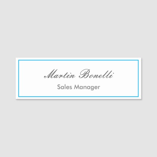 Porte-nom Simple Noir Bleu Blanc Blanc Moderne Pro (Devant)