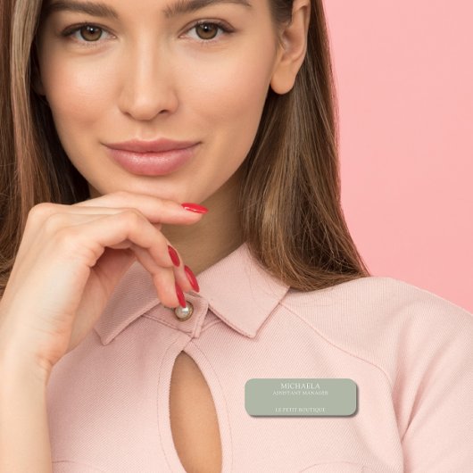 Porte-nom Simple Sage Green Professionnel