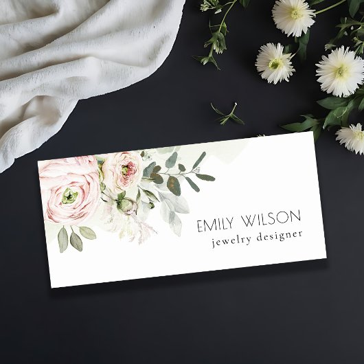 Porte-nom Soft Chic Blush Pink Peony Feuilleté Botanique Flo