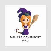 Porte-nom Sorcière mignonne en Casquette violet Halloween (Devant)