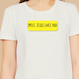Porte-nom Souriez, Jésus Vous Aime Jaune Joyeux Soleil