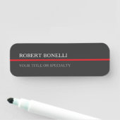 Porte-nom Special Unique Grey Red Elegant Modern (En situation)