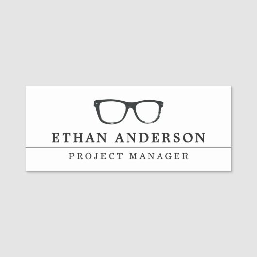 Porte-nom Spectacles Graves | Personnalisé amusant (Devant)