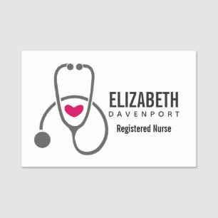 Porte-nom Stethoscope en soins infirmiers gris simple avec c