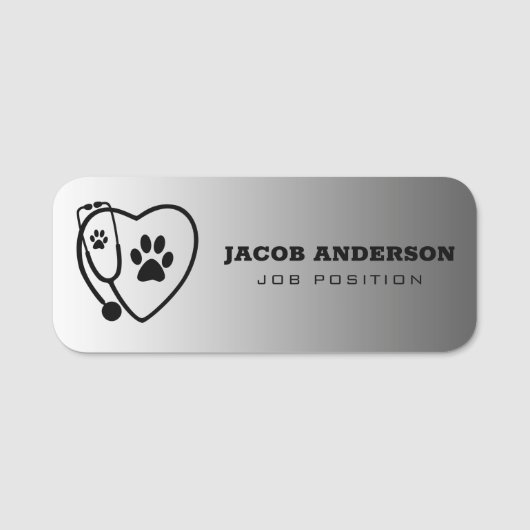 Porte-nom Stethoscope et Empreinte de patte (Devant)