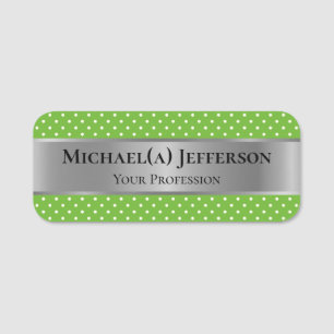 Porte-nom Style de mode Pomme Green Polka point : Silver de 