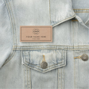 Porte-nom Style Kraft Professionnel Look 3"X1.5" Rectangle