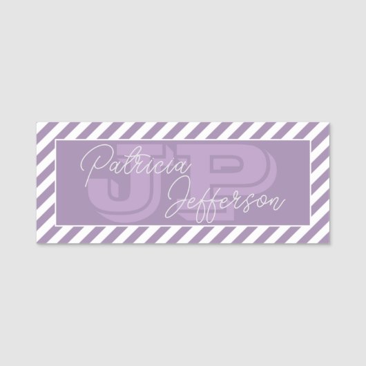 Porte-nom Style Purple Haze White Stripes : Unique Monogramm (Devant)