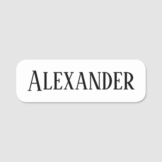 Porte-nom Style Rétro Rectangle Noir et Blanc (Devant)