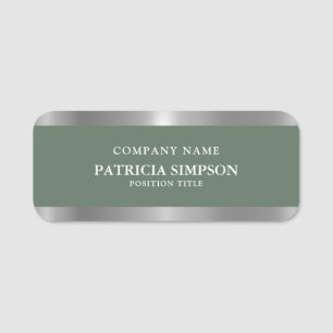 Porte-nom Style Sage Vert Métallic Argent : Moderne Élégant